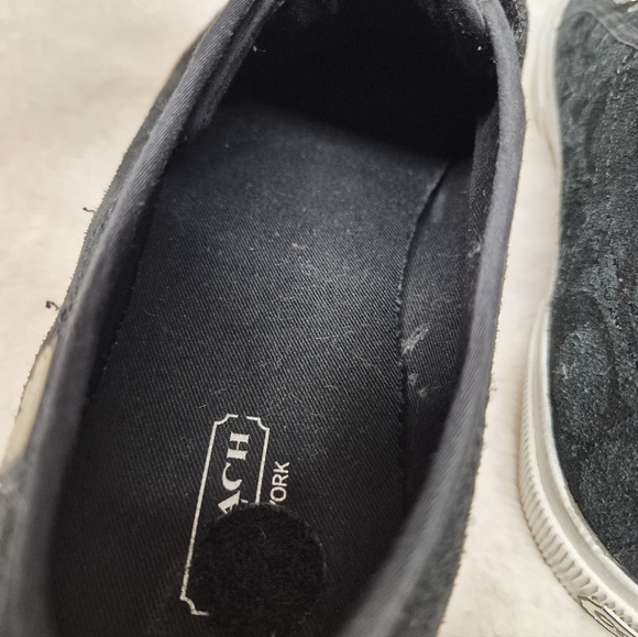 Coach Signature Kalyn Sneakers Womens Sz 9  Flat Black Suede - Picture 6 of 10